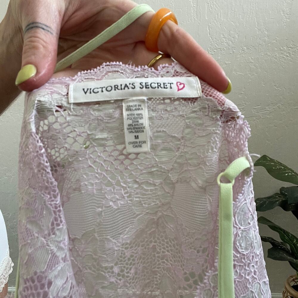 Y2K Victoria's Secret Lime Green Lace Maxi Slip Dress w/ Slit - Picture 7 of 7